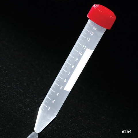 Centrifuge Tube, 15Ml, With Separate Red Screw Cap, Pp, Printed Graduations