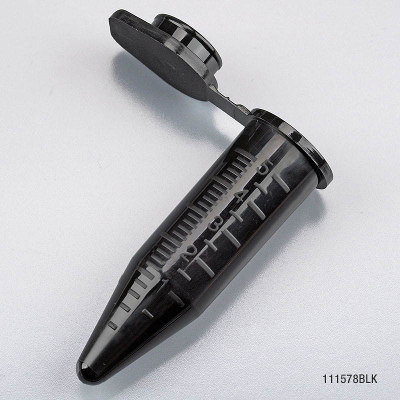 5Ml Diamond Midi Centrifuge Tube, Pp, Attached Snap Cap, Graduated, Midnight Light Blocking Black, 50/Bag, 4 Bags/Unit