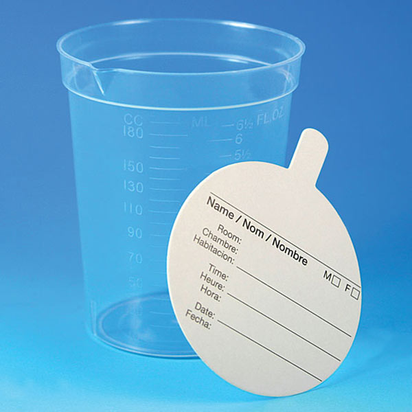 Specimen Container, 6.5Oz, Paper Lid Included In Each Pack, Pour Spout, Pp, Graduated